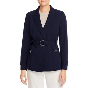 CALVIN KLEIN Belted Peak-lapel Wrap Blazer In Twilight